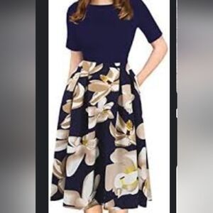 Oxiuli Fashion Floral Motif  Fit & Flare Silhouette Pockets Zip  Sz L (NWT)